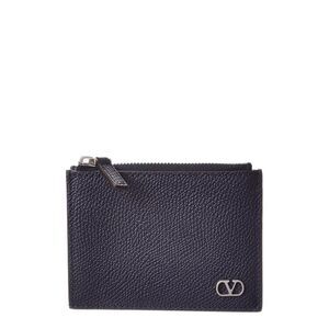 Valentino Vlogo Signature Leather Card Case, Blue